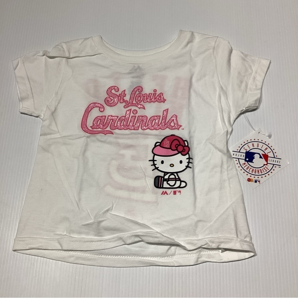 Majestic Hello Kitty X MLB St-Louis Cardinals White T-Shirt Size 3T